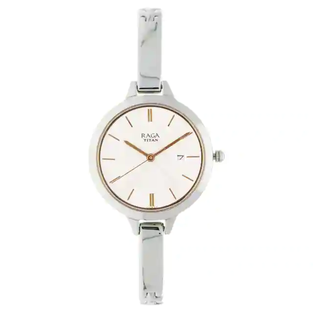 Titan Raga Viva Silver Dial Metal Strap Watch NN2578SM02 - KRISHNA WATCH COMPANY