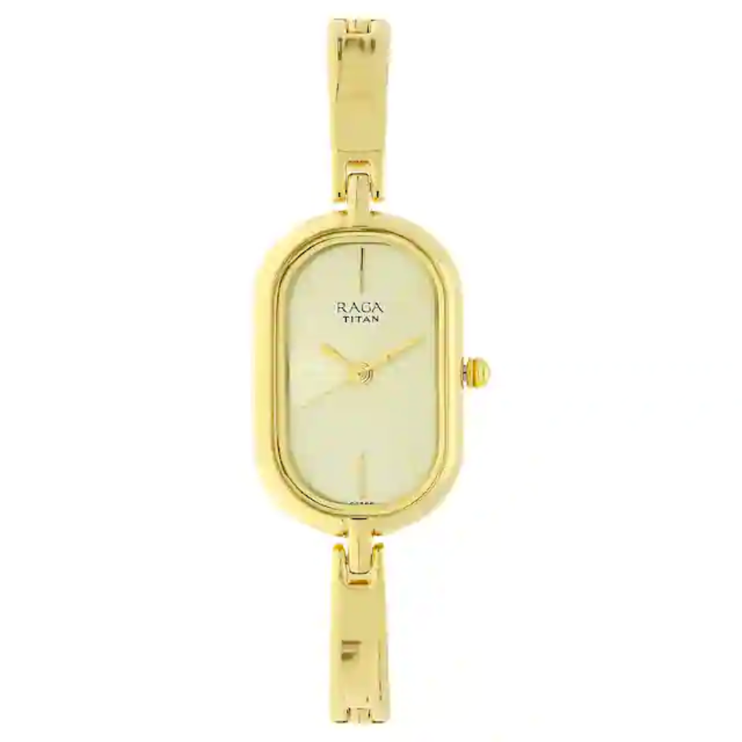 Titan Raga Viva Champagne Dial Metal Strap Watch NP2577YM01 - KRISHNA WATCH COMPANY