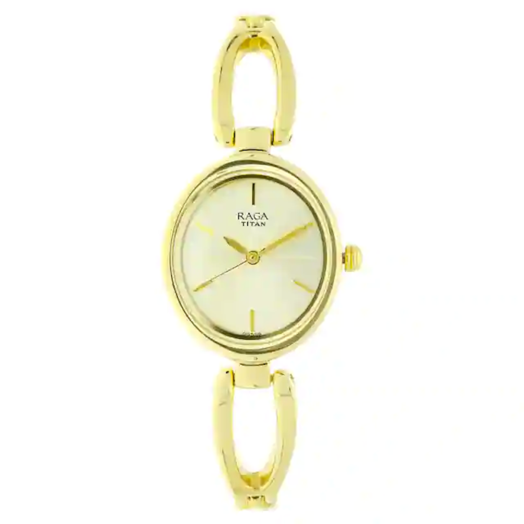 Titan Raga Viva Champagne Dial Metal Strap Watch - 2579YM01 - KRISHNA WATCH COMPANY