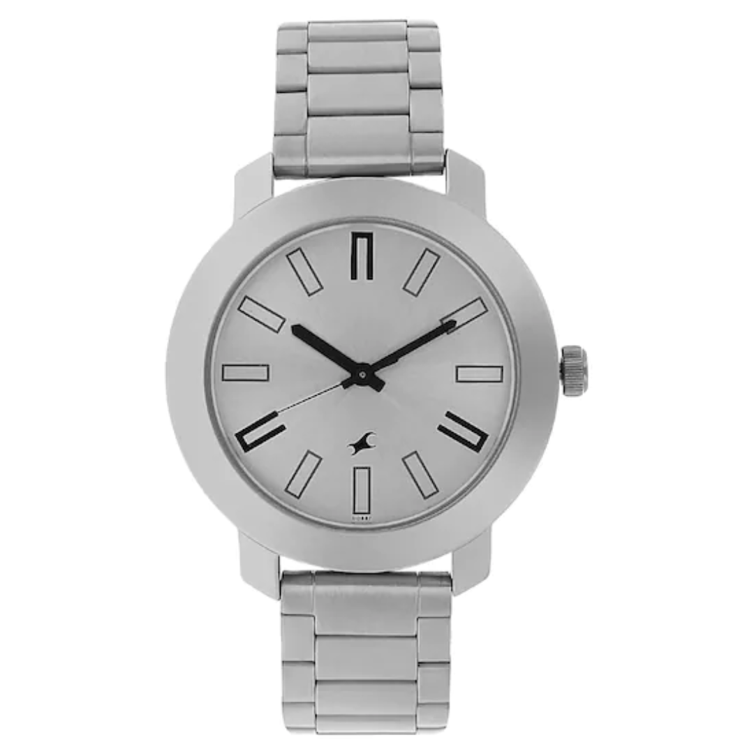 SILVER DIAL SILVER STAINLESS STEEL STRAP WATCH NP3120SM01 - KRISHNA WATCH COMPANY