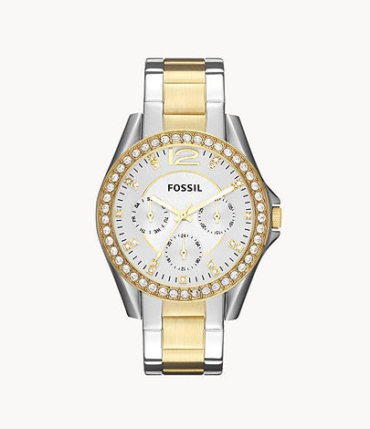FOSSIL Riley Multifunction Two-Tone Stainless Steel Watch ES3204 - KRISHNA WATCH COMPANY