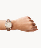 FOSSIL Riley Multifunction Rose-Tone & Sand Leather Watch - ES3466