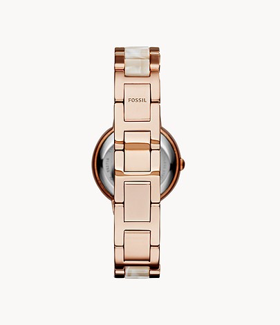 FOSSIL Virginia Rose-Tone & amp; Horn Acetate Watch - ES3716 - KRISHNA WATCH COMPANY