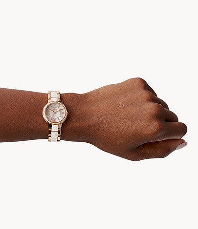 FOSSIL Virginia Rose-Tone & amp; Horn Acetate Watch - ES3716 - KRISHNA WATCH COMPANY