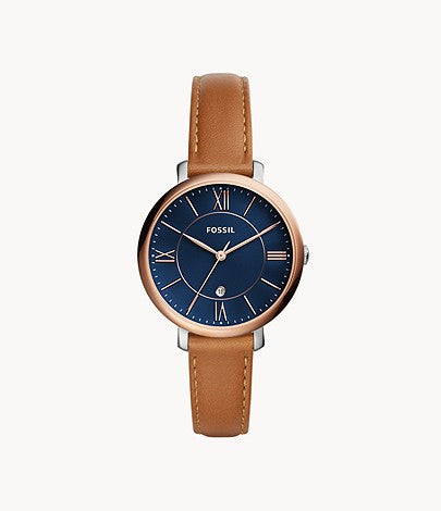 FOSSIL Jacqueline Three-Hand Date Luggage Leather Watch ES4274 - KRISHNA WATCH COMPANY