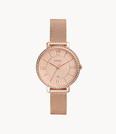 FOSSIL Jacqueline Three-Hand Date Rose Gold-Tone Stainless Steel Watch - ES4628