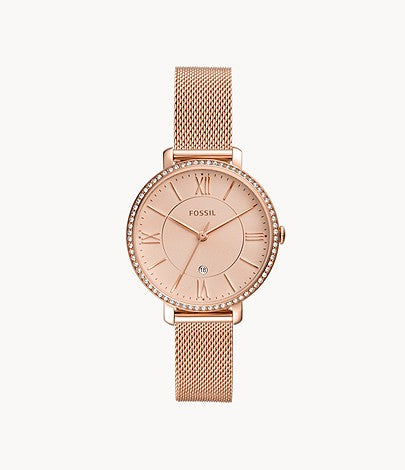 FOSSIL Jacqueline Three-Hand Date Rose Gold-Tone Stainless Steel Watch - ES4628