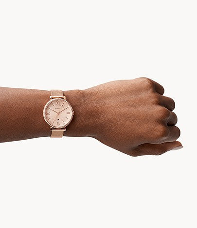 FOSSIL Jacqueline Three-Hand Date Rose Gold-Tone Stainless Steel Watch - ES4628 - KRISHNA WATCH COMPANY