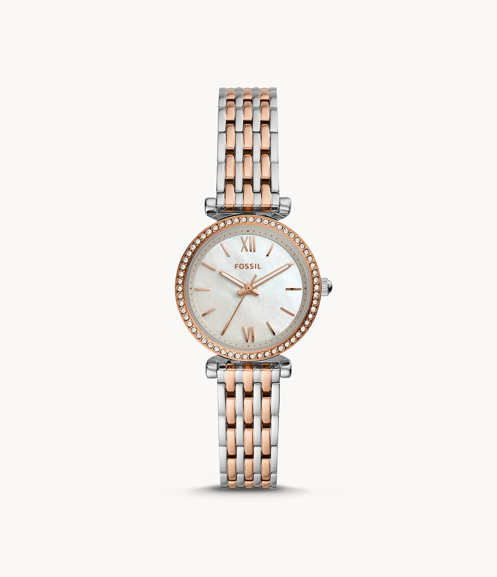 FOSSIL Carlie Mini Three-Hand Two-Tone Stainless Steel Watch - ES4649 - KRISHNA WATCH COMPANY