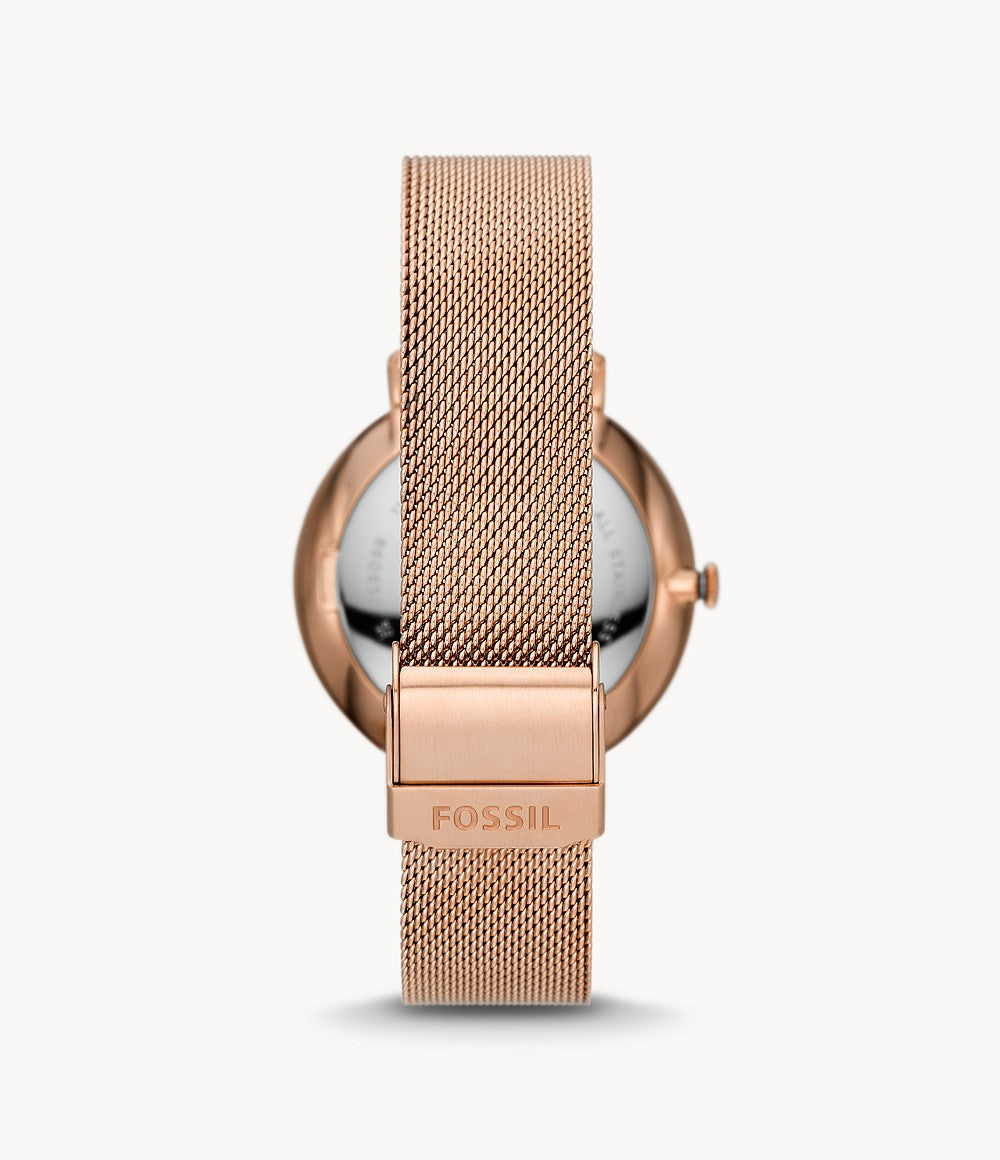 Jacqueline Multifunction Rose Gold-Tone Stainless Steel Mesh Watch ES5098 - KRISHNA WATCH COMPANY