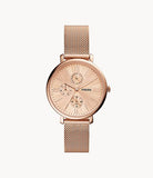 Jacqueline Multifunction Rose Gold-Tone Stainless Steel Mesh Watch ES5098