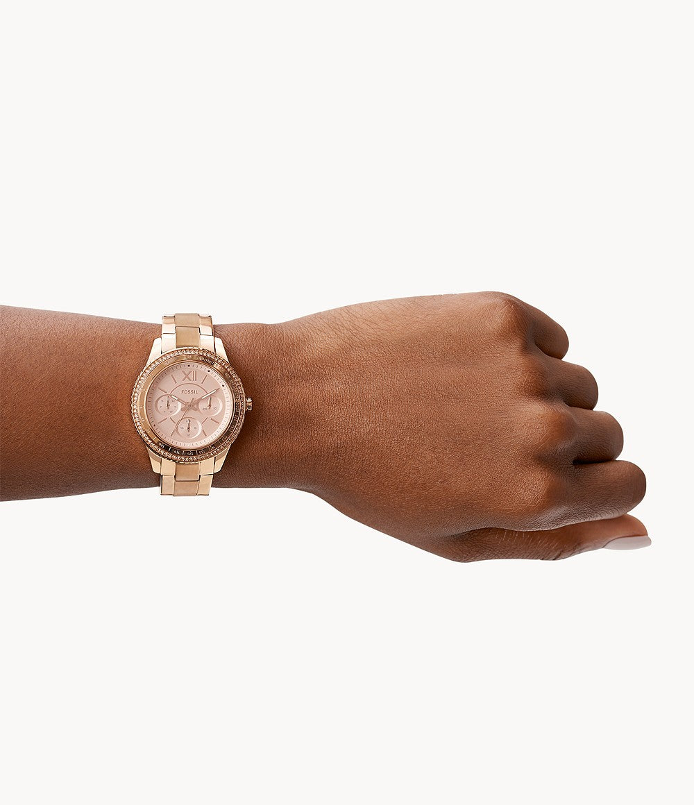 FOSSIL Stella Sport Multifunction Rose Gold-tone Stainless Steel Watch ES5106 - KRISHNA WATCH COMPANY