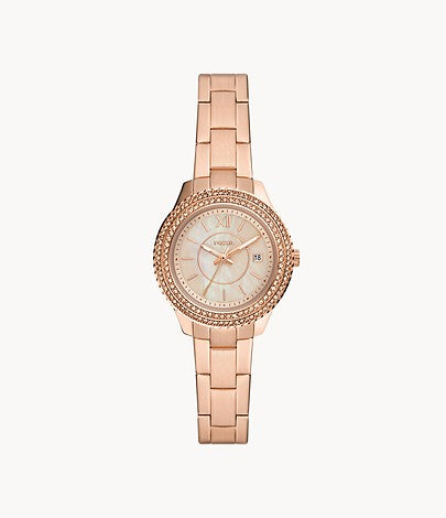 FOSSIL Stella Three-Hand Date Rose Gold-Tone Stainless Steel Watch ES5136 - KRISHNA WATCH COMPANY