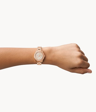 FOSSIL Stella Three-Hand Date Rose Gold-Tone Stainless Steel Watch ES5136 - KRISHNA WATCH COMPANY