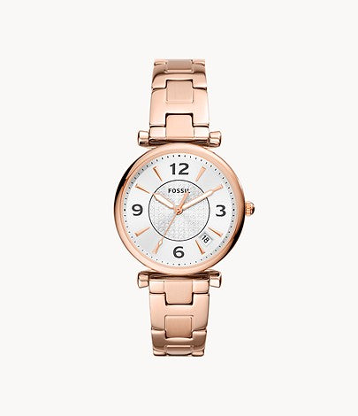 Carlie Three-Hand Date Rose Gold-Tone Stainless Steel Watch  ES5158