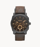 FOSSIL Machine Mid-Size Chronograph Brown Leather Watch FS4656