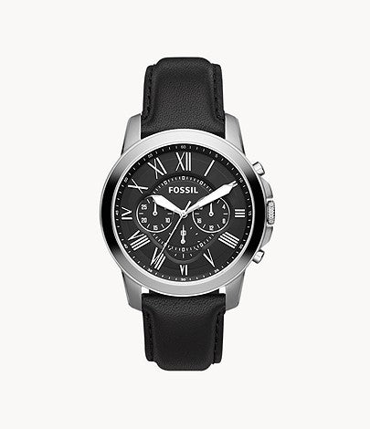FOSSIL Grant Chronograph Black Leather Watch - FS4812 - KRISHNA WATCH COMPANY