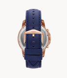 FOSSIL Grant Chronograph Navy Leather Watch - FS4835 - KRISHNA WATCH COMPANY
