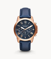FOSSIL Grant Chronograph Navy Leather Watch FS4835