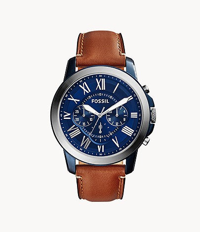 Fossil Grant Chronograph Light Brown Leather Watch - FS5151 - KRISHNA WATCH COMPANY