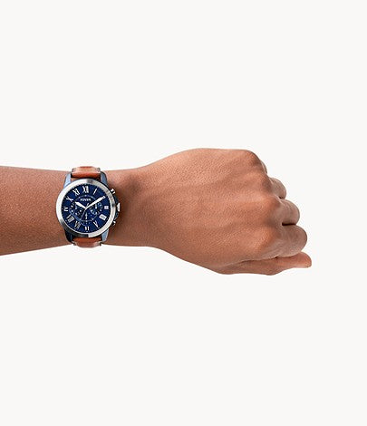 Fossil Grant Chronograph Light Brown Leather Watch - FS5151 - KRISHNA WATCH COMPANY