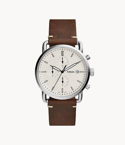 Fossil - The Commuter Chronograph Brown Leather Watch FS5402 - KRISHNA WATCH COMPANY