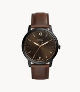 Minimalist Three-Hand Brown Leather Watch FS5551