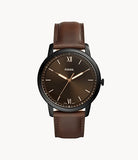 Minimalist Three-Hand Brown Leather Watch FS5551