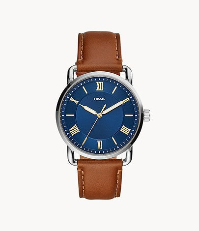 Fossil Copeland 42-mm Three-Hand Luggage Leather Watch - FS5661 - KRISHNA WATCH COMPANY