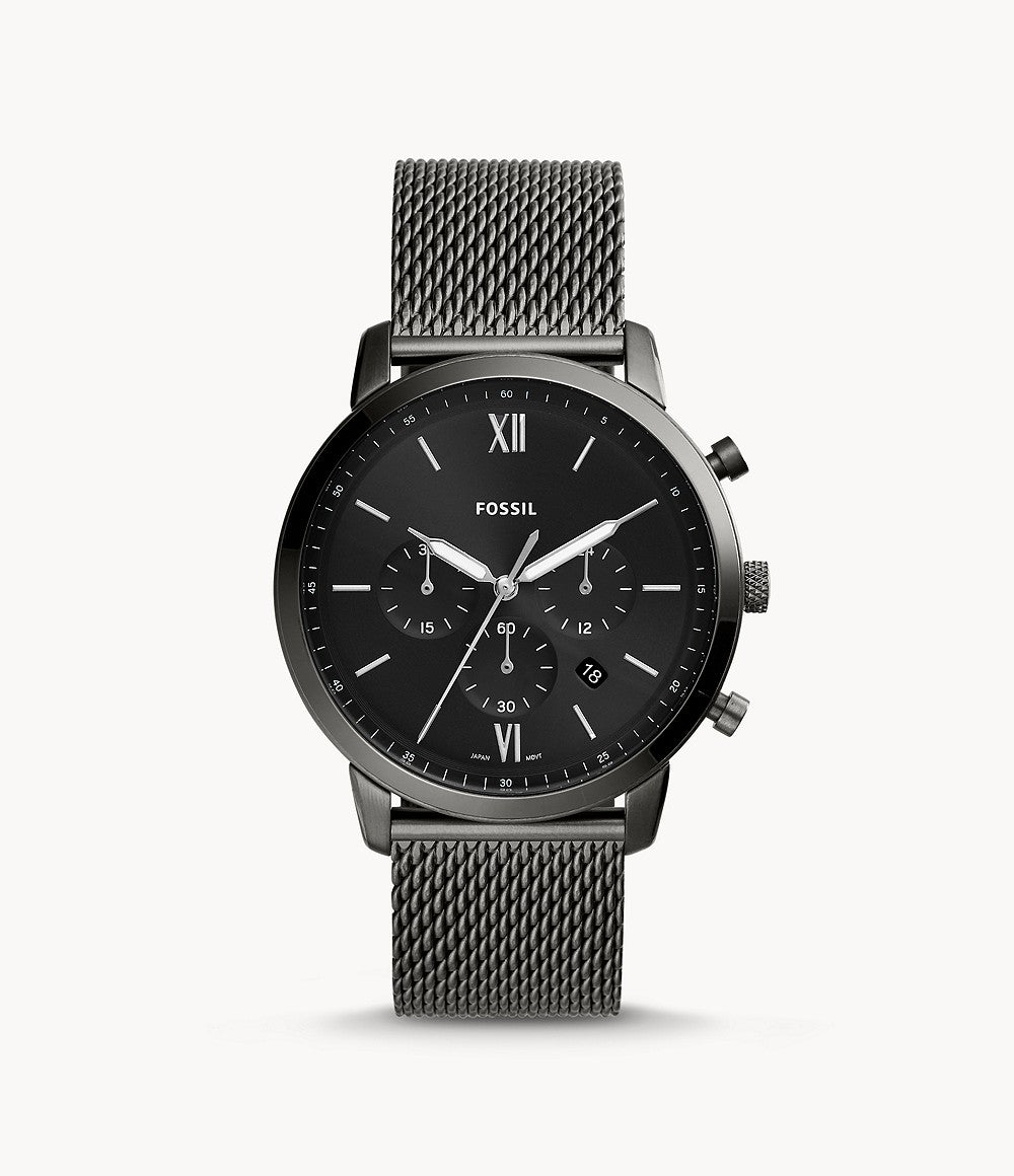 FOSSIL Neutra Chronograph Smoke Stainless Steel Mesh Watch FS5699 - KRISHNA WATCH COMPANY