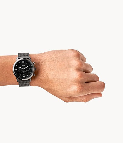 FOSSIL Neutra Chronograph Smoke Stainless Steel Mesh Watch FS5699 - KRISHNA WATCH COMPANY