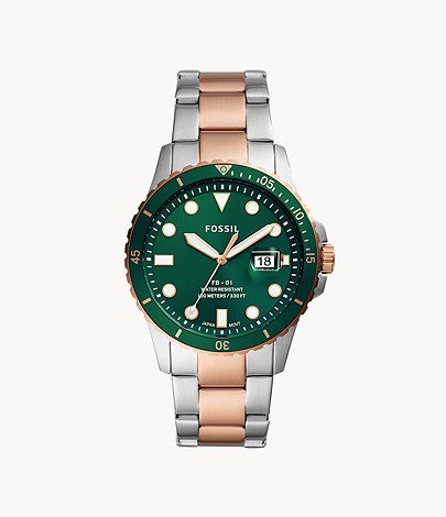Fossil FB-01 Three-Hand Date Two-Tone Stainless Steel Watch - FS5743
