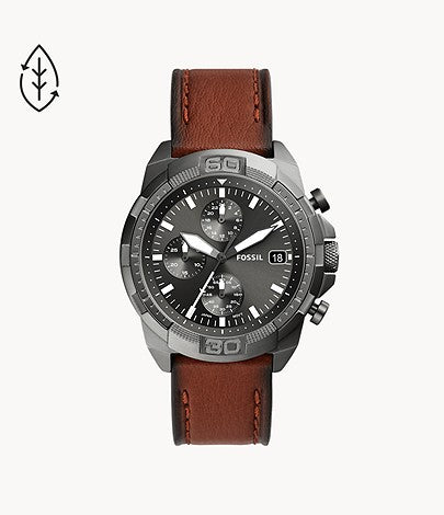 Fossil Bronson Chronograph Brown Eco Leather Watch - FS5855 - KRISHNA WATCH COMPANY