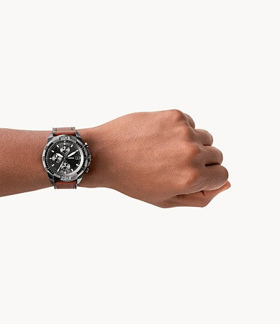 Fossil Bronson Chronograph Brown Eco Leather Watch - FS5855 - KRISHNA WATCH COMPANY