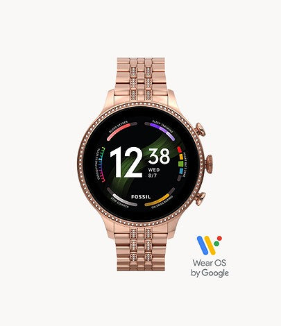 FOSSIL Gen 6 Smartwatch Rose Gold-Tone Stainless Steel FTW6077