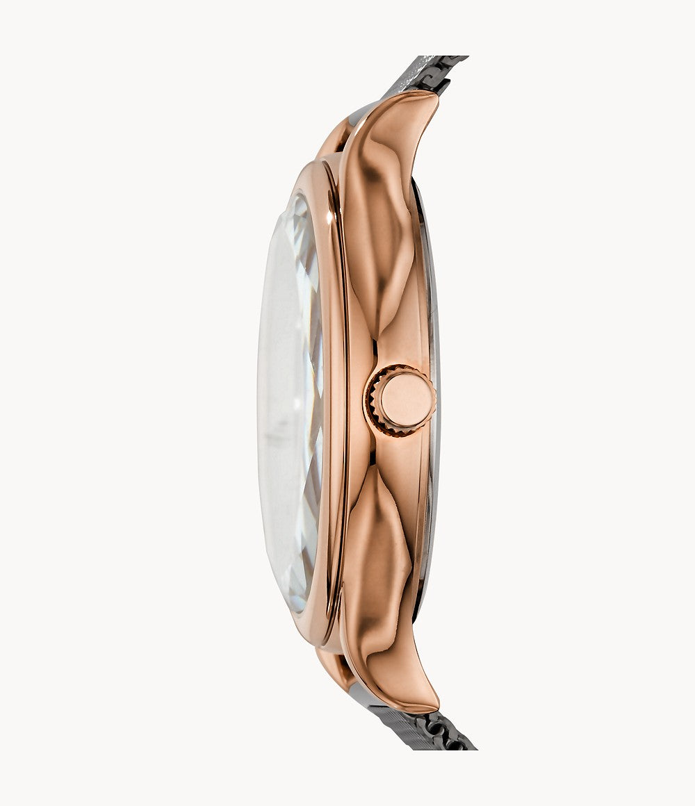 Fossil watch crown side