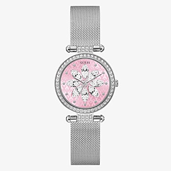 Guess Sparkling Pink Limited Edition 32MM Pink & Silver Mesh Watch - GW0032L3 - KRISHNA WATCH COMPANY