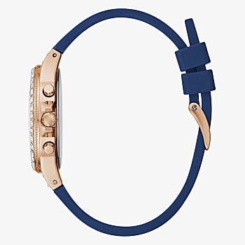 Guess Rose Gold Tone Case Blue Silicone Watch GW0257L3 - KRISHNA WATCH COMPANY