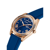 Guess Rose Gold Tone Case Blue Silicone Watch GW0335G2