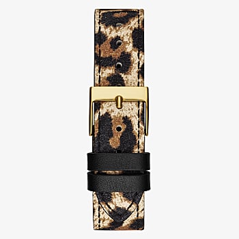 Gold Tone Case Animal Print Genuine Leather Watch GW0504L3 - KRISHNA WATCH COMPANY