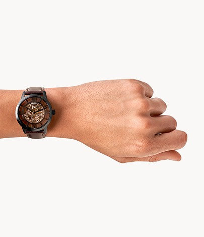 FOSSIL Townsman Automatic Dark Brown Leather Watch - ME3098 - KRISHNA WATCH COMPANY