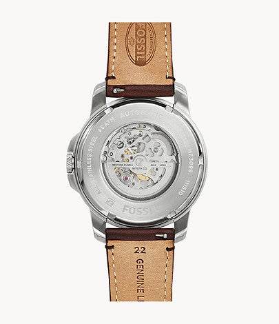 FOSSIL Grant Automatic Dark Brown Leather Watch - ME3099 - KRISHNA WATCH COMPANY