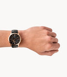 Fossil Townsman Automatic Black Leather Watch - ME3170 - KRISHNA WATCH COMPANY