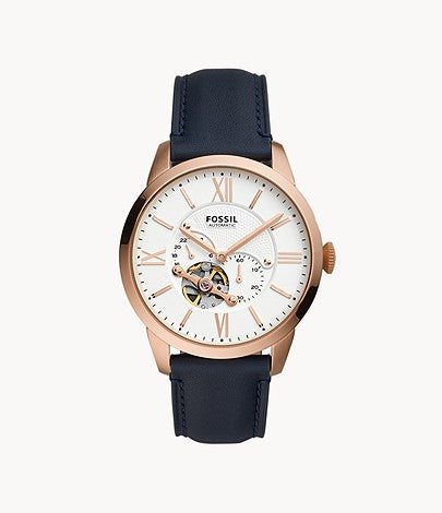 FOSSIL Townsman Automatic Navy Leather Watch - ME3171 - KRISHNA WATCH COMPANY