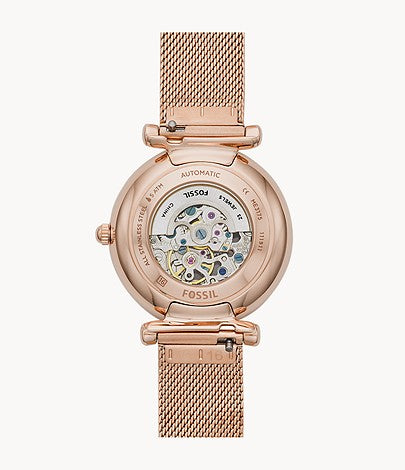 Carlie Automatic Rose Gold-Tone Stainless Steel Mesh Watch ME3175 - KRISHNA WATCH COMPANY
