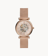 Carlie Automatic Rose Gold-Tone Stainless Steel Mesh Watch ME3175