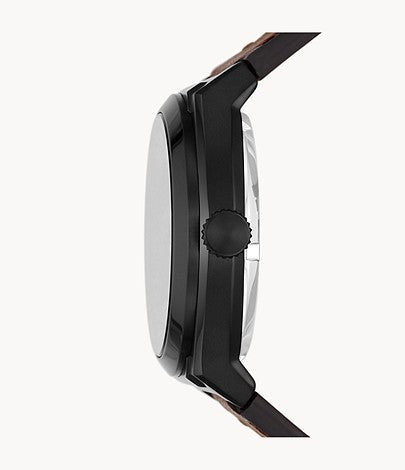 FOSSIL Everett Automatic Dark Brown Eco Leather Watch - ME3207 - KRISHNA WATCH COMPANY