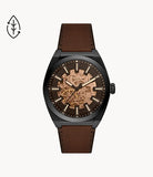 FOSSIL Everett Automatic Dark Brown Eco Leather Watch - ME3207 - KRISHNA WATCH COMPANY