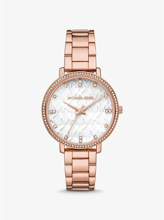 Michael Kors Pyper Pavé Rose Gold-Tone Logo Watch MK4594 - KRISHNA WATCH COMPANY
