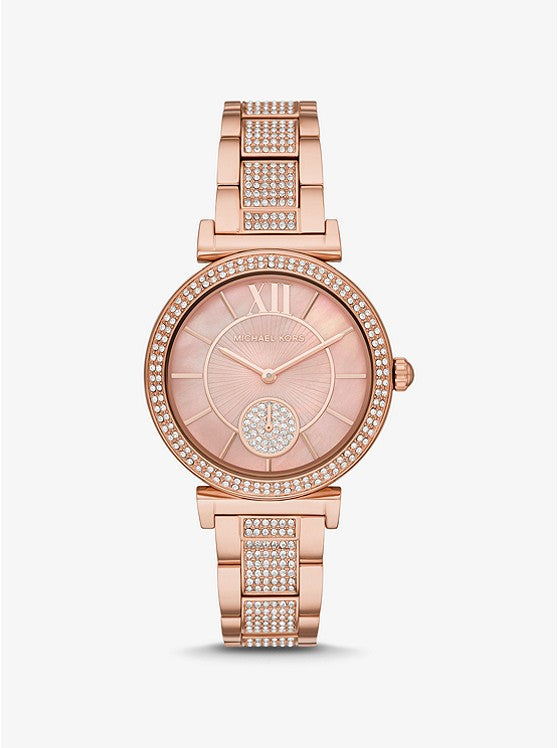 Mini Abbey Pavé Rose Gold-Tone Watch MK4617 - KRISHNA WATCH COMPANY